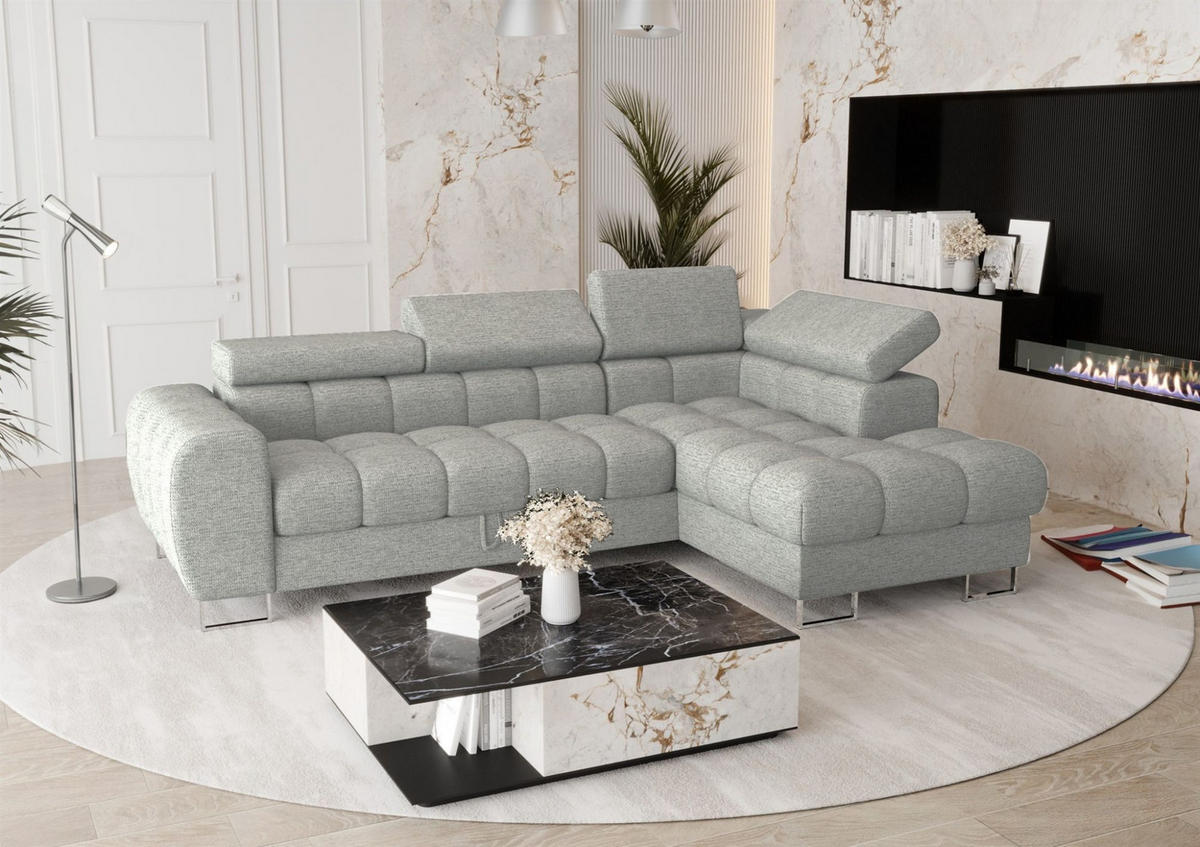 ECKSOFA Bastien Mit Schlaffunktion - Hellgrau, Holzwerkstoff/Textil (260/170cm) - Fun Möbel