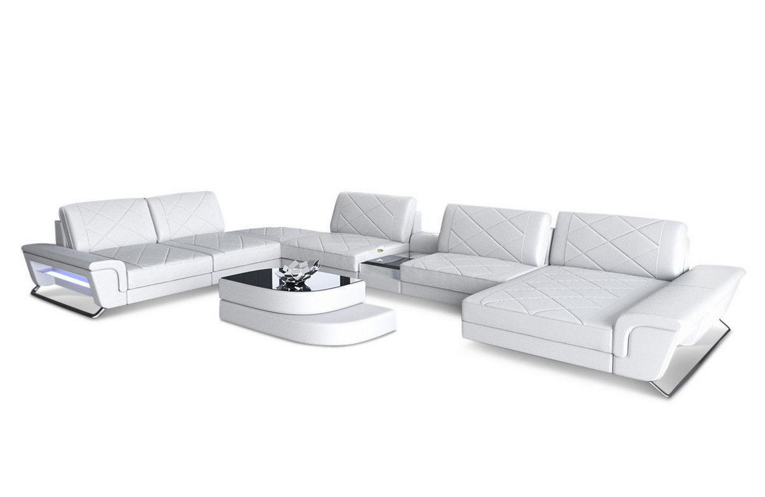 WOHNLANDSCHAFT Bari XXL - Weiß, Leder (456/89/329cm) - Sofa Dreams