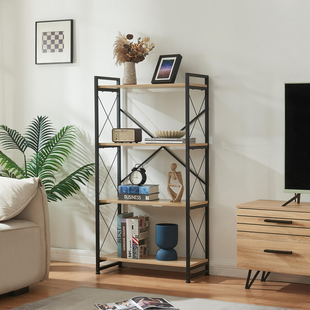 STANDREAGL Skørping - Eichefarben/Schwarz, Holzwerkstoff/Metall (65/125/30cm) - [en.casa]