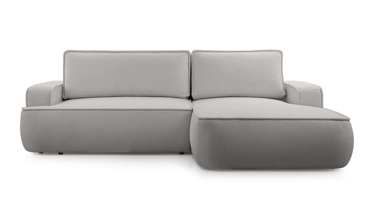 ECKSOFA L Form Ablia Hellgrau 267/168/87 cm mit Schlaffunktion R - Hellgrau/Schwarz, Kunststoff/Textil (267/168cm) - AX Living