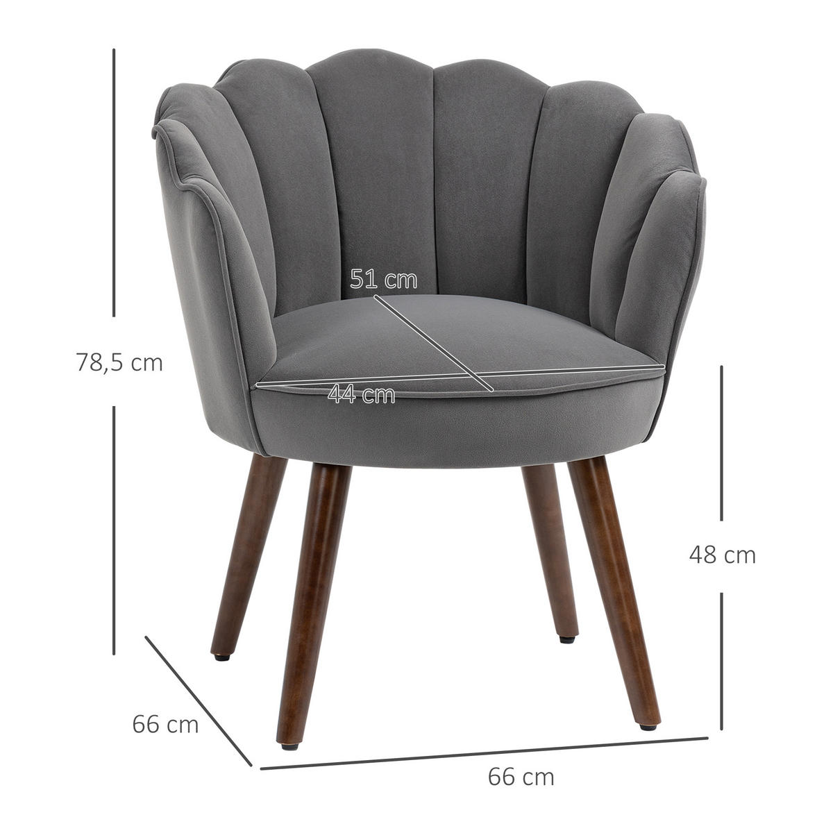 ESSZIMMERSTUHL Küchenstuhl, Polyester, Gummiholz, Dunkelgrau - Dunkelgrau, Kunststoff (66/78.5/66cm) - HOMCOM