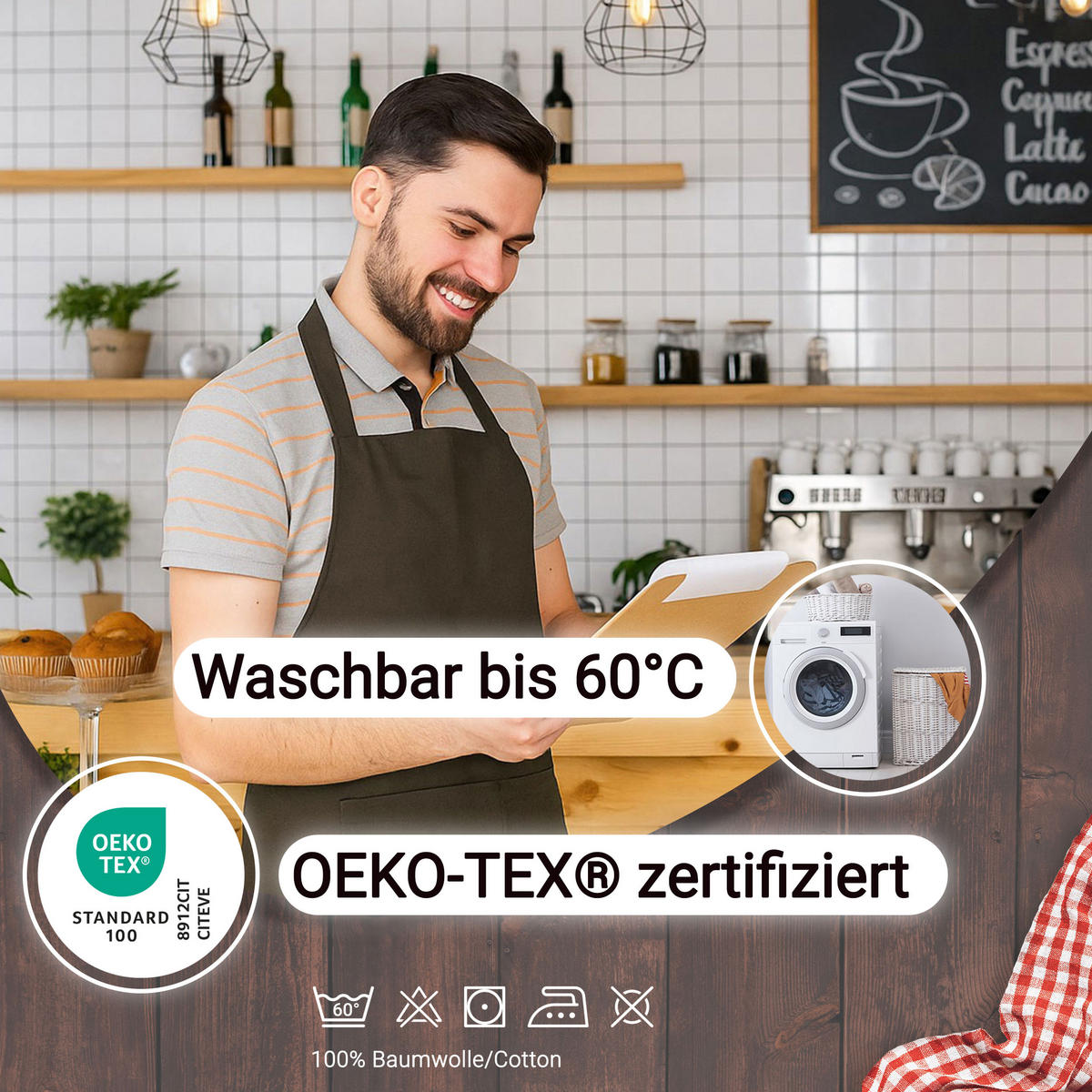 SCHÜRZE , 75x100 cm, 100% Baumwolle - Braun, Textil (75/100cm) - Zollner