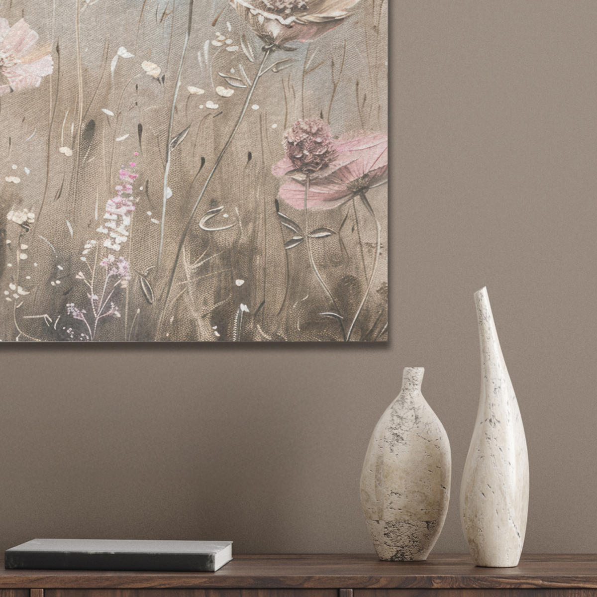 AKUSTIKBILD Blumen - Rosa - Modern - Beige Wanddeko 70x50 cm - Beige, Kunststoff (70/50/0.9cm) - MuchoWow