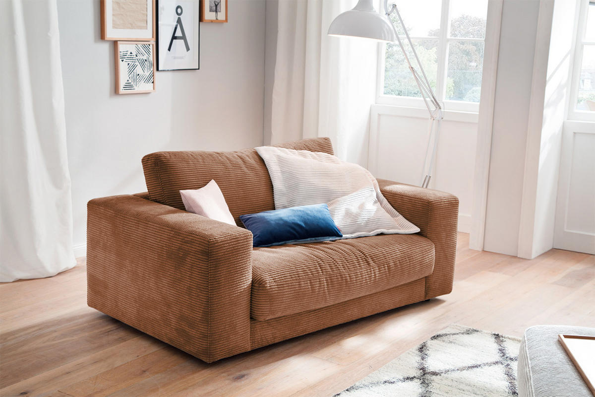 LOVESEAT MADELINE Braun Cord - Schwarz/Braun, Kunststoff/Textil (170/86/127cm) - KAWOLA