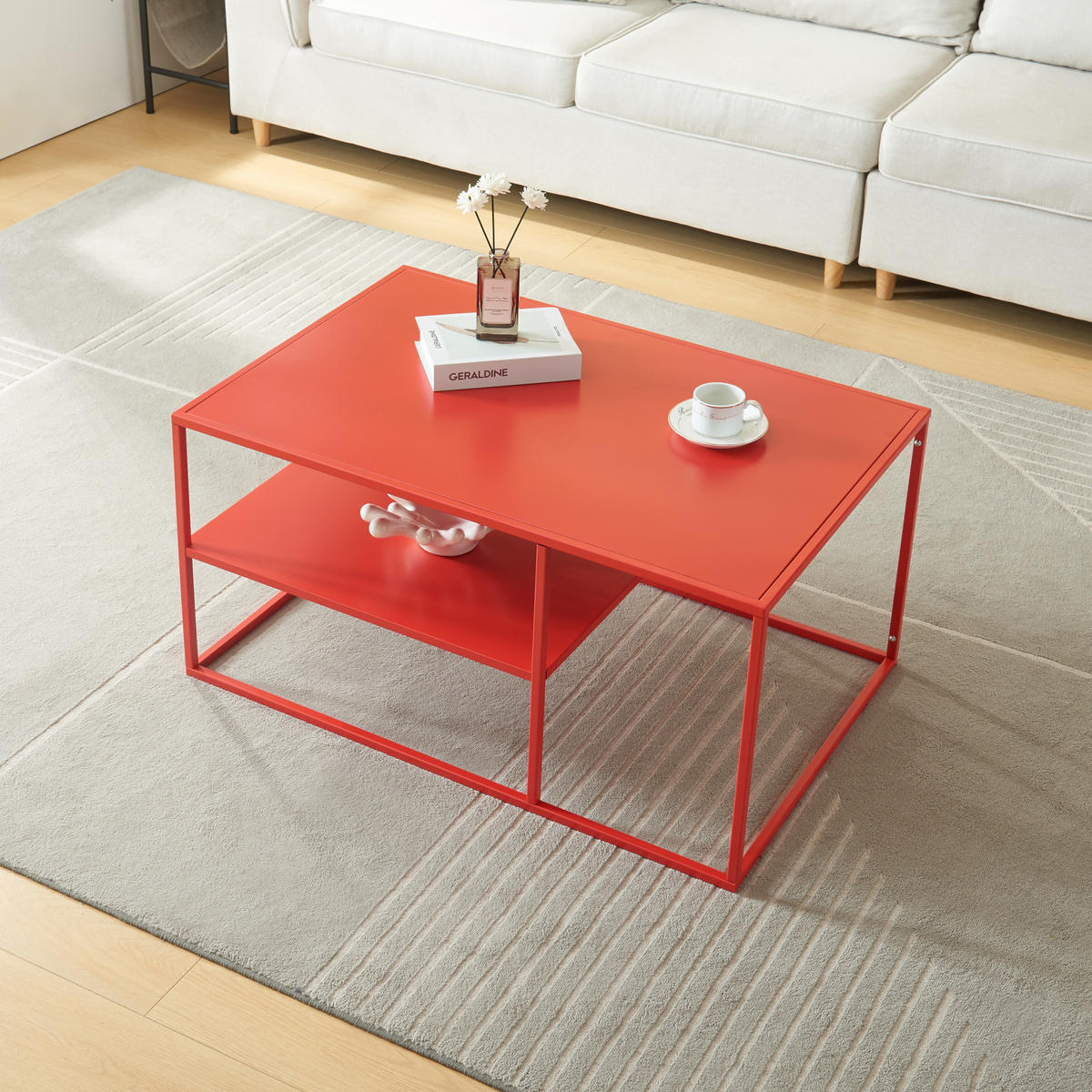 COUCHTISCH Solund 45/90/60 cm - Rot, Metall (60/90/45cm) - [en.casa]