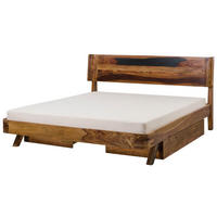 BETT mit Schublade Massivholz Sheesham 180 x 200 x 98 dunkelbraun MAILAND #245 - Dunkelbraun, Holz (180/200cm) - Massivmoebel24
