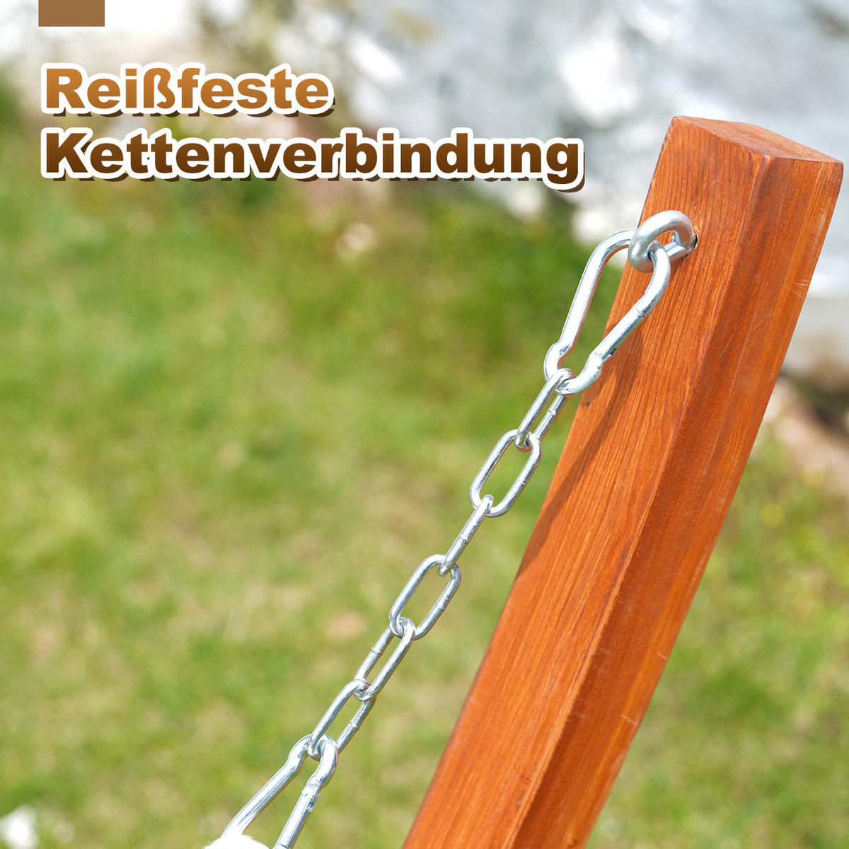 HÄNGEMATTE mit Gestell, 320x120x120 cm - Beige, Holz (120/120/320cm) - HOMAVO