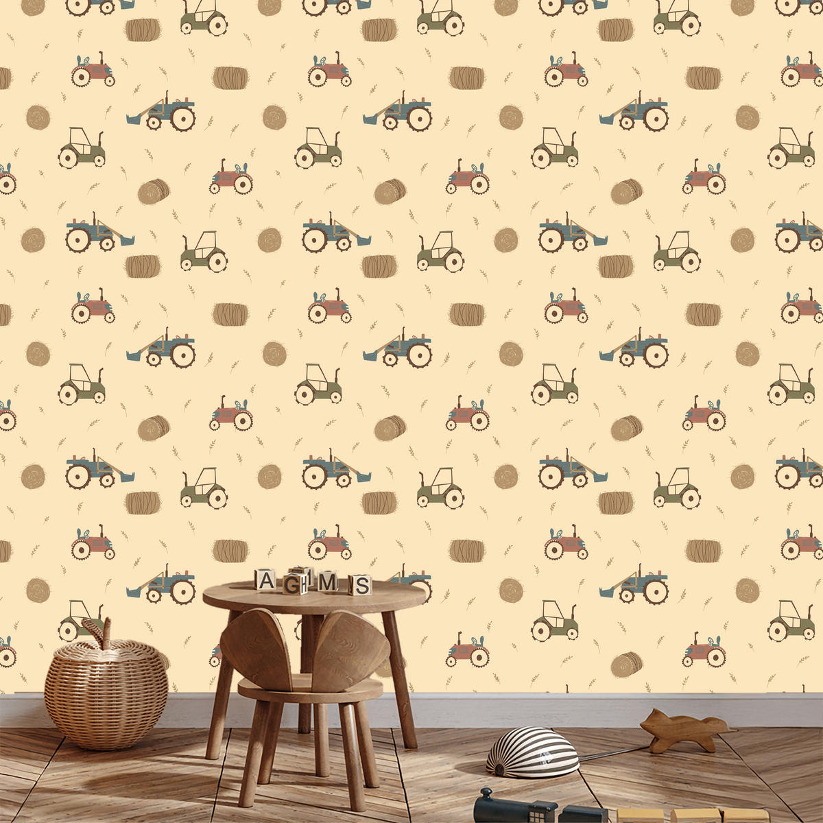 VLIESTAPETE Traktoren und Landmaschinen – Braun, Beige – 50x1000 cm - Beige/Braun, Papier (50/1000cm) - Muralo