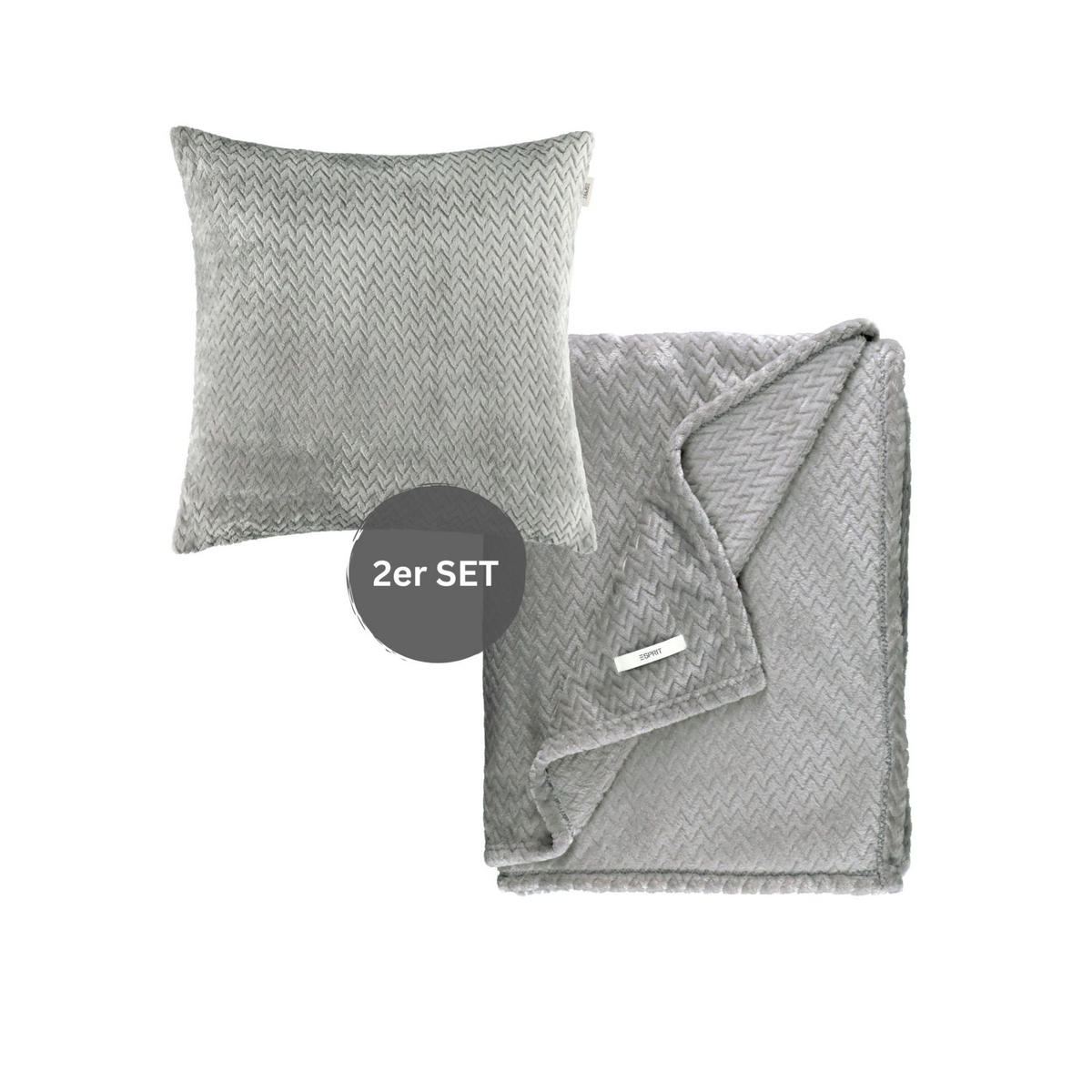 WOHNDECKE MIT DEKOKISSENHÜLLE COMFY-2 - Grau, Textil (140/190cm) - Esprit