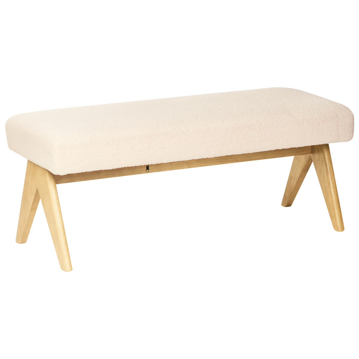 POLSTERBANK Cremeweiß/Hellbraun Tamre - Creme/Braun, Holz/Textil (118/48/46cm) - Beliani