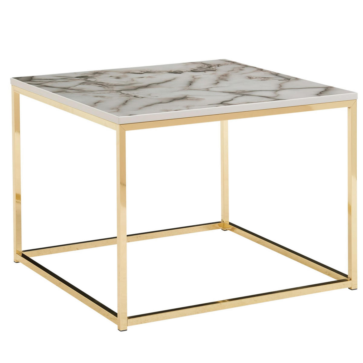 SOFATISCH eckig ARVED Holz Marmor-Optik - Goldfarben, Holzwerkstoff (60/60/45cm) - tinkaro