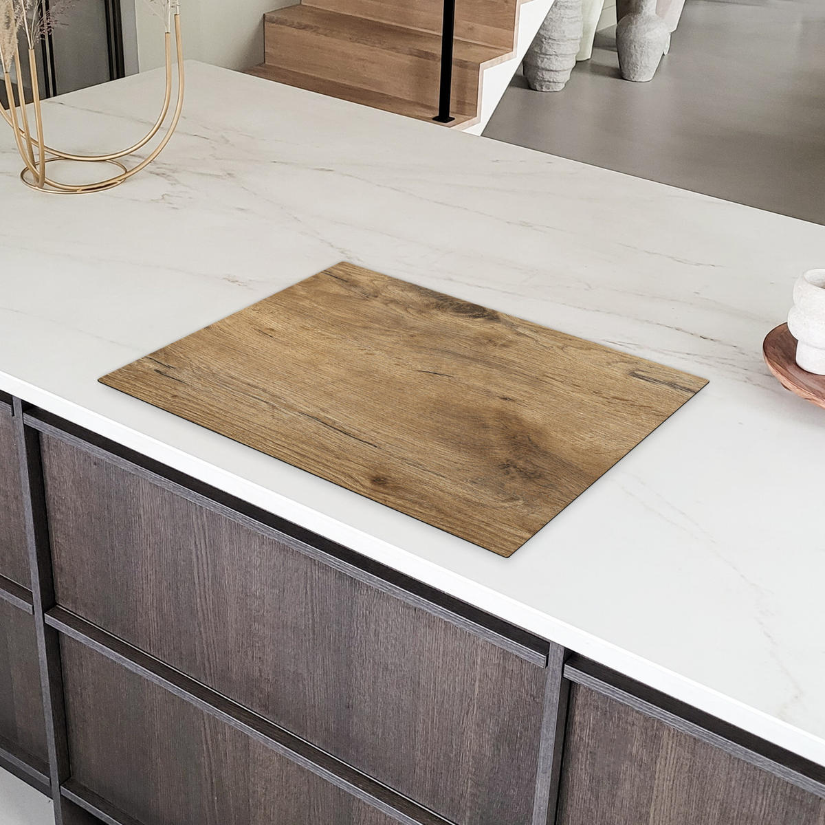 HERDABDECKPLATTE Holz - Braun - Holzoptik 75x52 cm - Eichefarben, Kunststoff (75/0.2/52cm) - MuchoWow