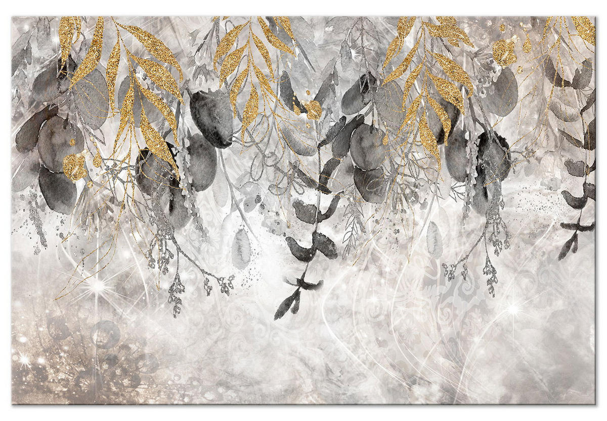 KUNSTDRUCK Schwarz-Weiß 90/60 cm - Goldfarben/Schwarz, Textil (90/60cm) - KUNSTLOFT