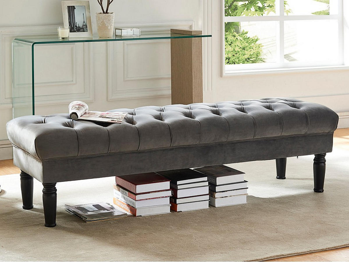 SITZBANK - -Sitzer - Samt, Stoff - Grau - RINALDO - Grau, Textil (160/46/50cm) - Vente-Unique