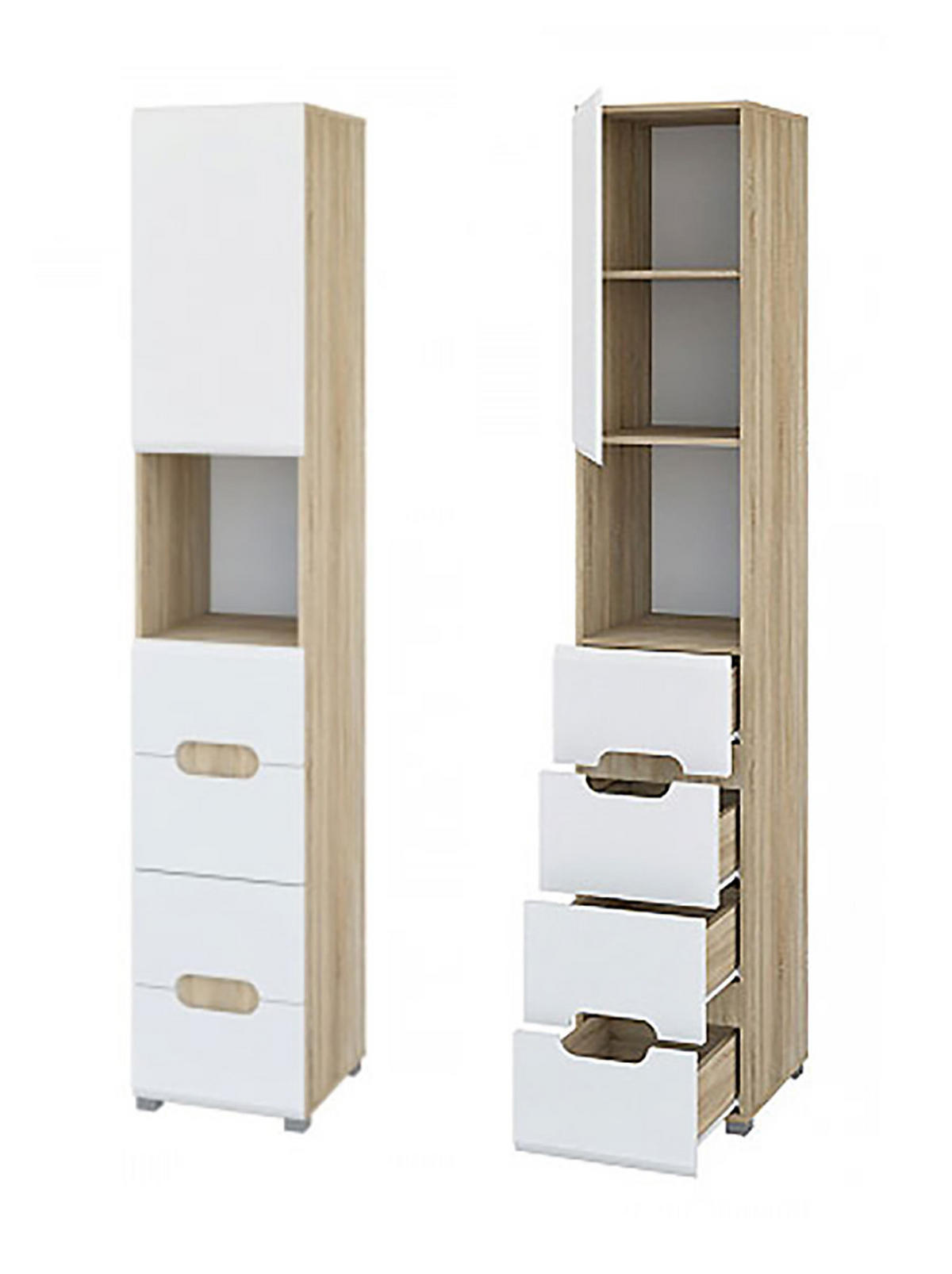 JUGENDZIMMER SET 7-TEILIG Leonardo Sonoma Eiche / weiß 341 / 101 / 220cm - Eichefarben/Multicolor, Holzwerkstoff (341/220/101cm) - Feldmann-Wohnen