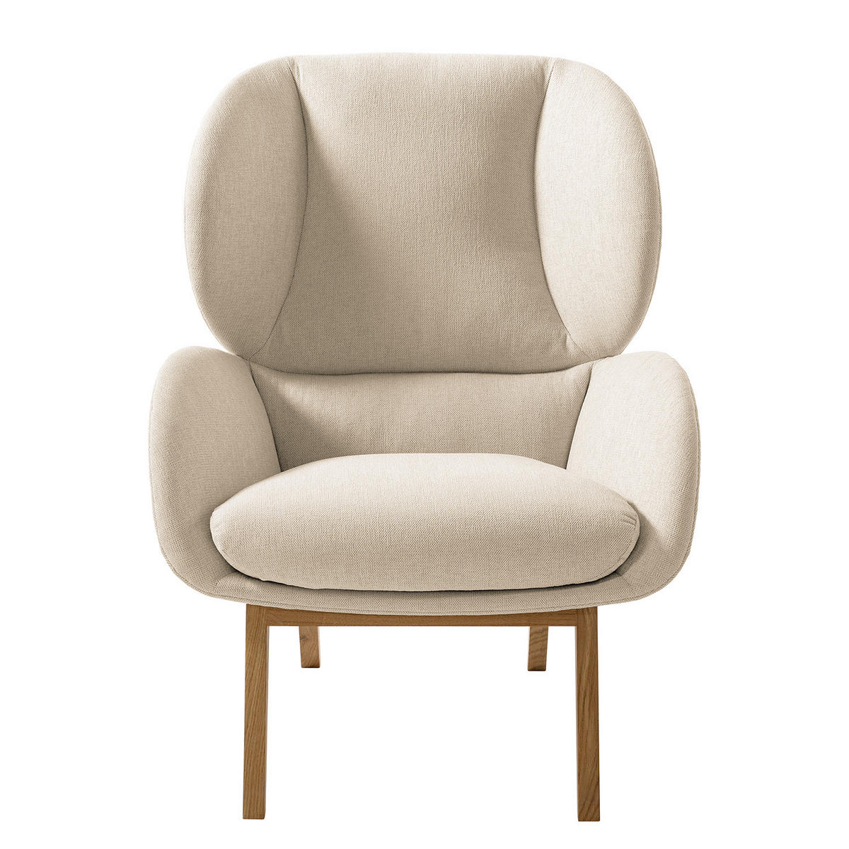 SESSEL - Eichefarben/Beige, Eichenholz/Textil (82/102/90cm) - home24