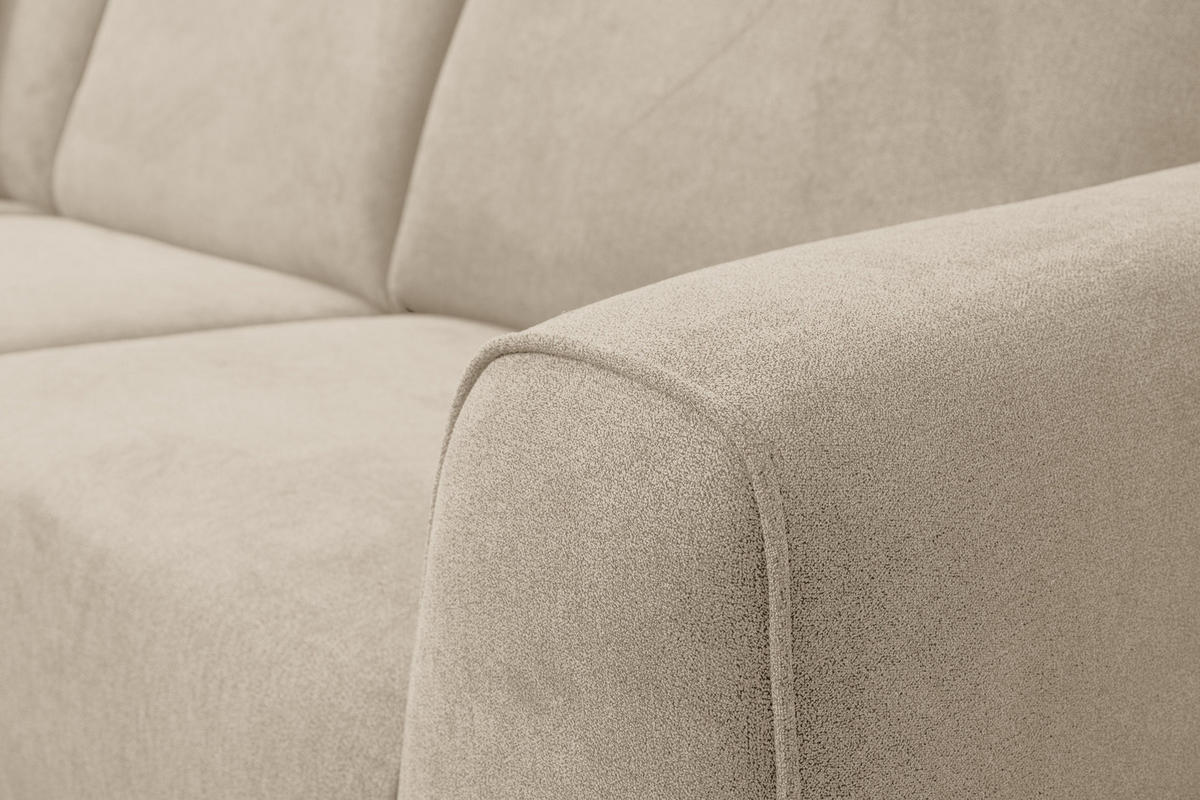 ECKSOFA Mula in L-Form, Coach Farbe: Beige, Velourstoff, Ottomane Links - Beige, Textil (210/274cm) - VENASI MÖBEL
