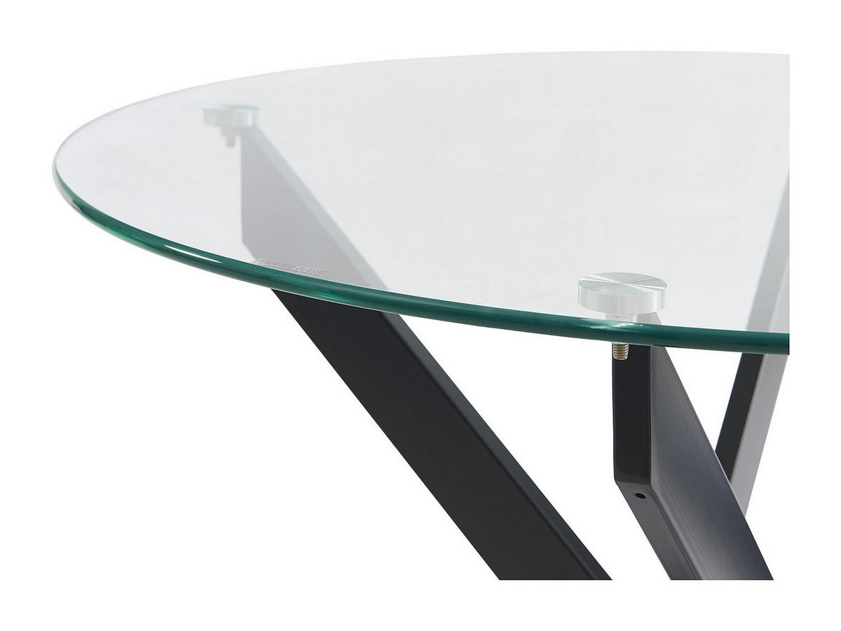 ESSTISCH rund für 2 Personen - Sicherheitsglas & schwarzes Metall - Transparent - COSIMA - Transparent, Glas (90/90/77cm) - Vente-Unique