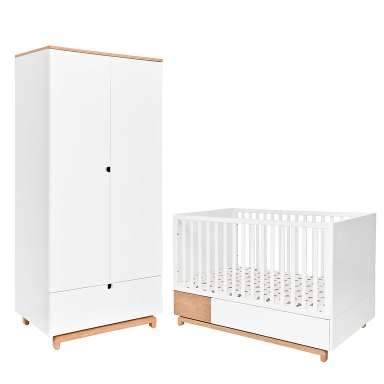 POKOJ PRO MIMINKO 2DÍLNÝ Bílá a dřevo - bílá, kompozitní dřevo (144/96/75cm) - Petits-meubles