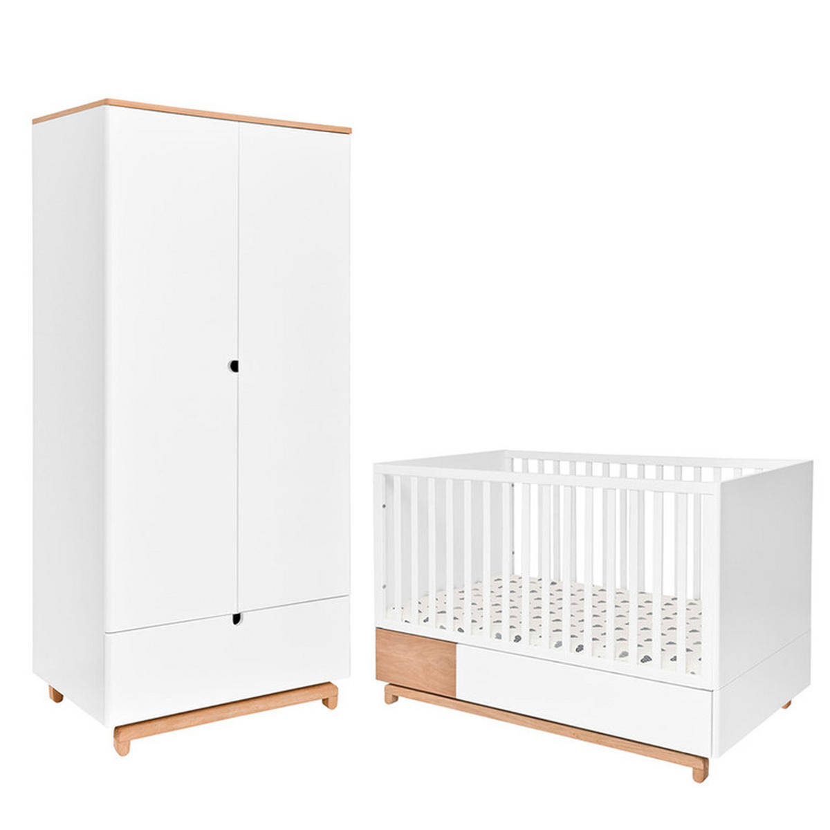 POKOJ PRO MIMINKO 2DÍLNÝ Bílá a dřevo - bílá, kompozitní dřevo (144/96/75cm) - Petits-meubles