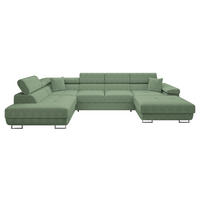 WOHNLANDSCHAFT Torezio Bis Cord, Seite: Links - Hellgrün, Holz/Textil (346/90/203cm) - MIRJAN24