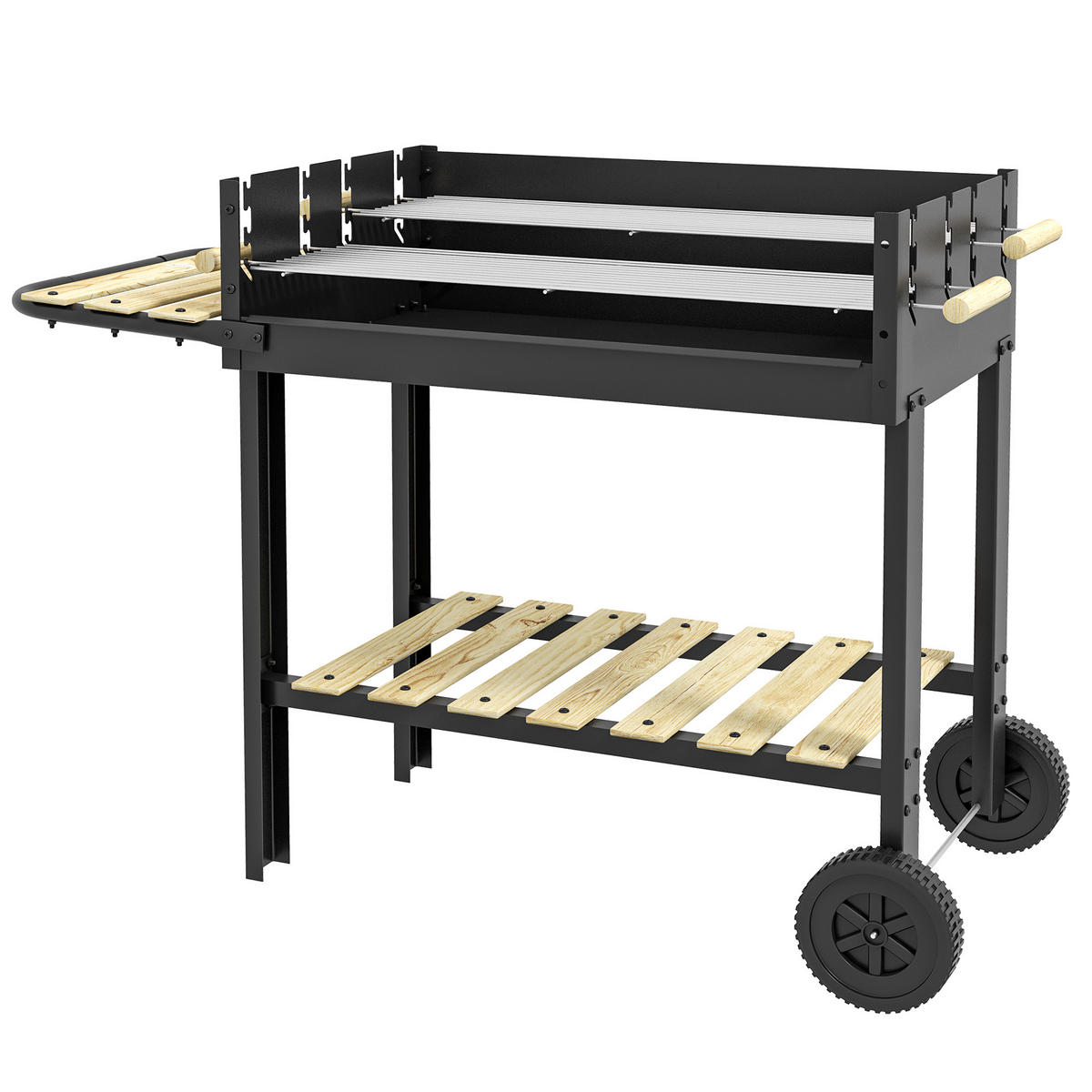 HOLZKOHLEGRILL DE-18261 Schwarz - Schwarz, Metall (53.5/82.5/113cm) - ComfortXL