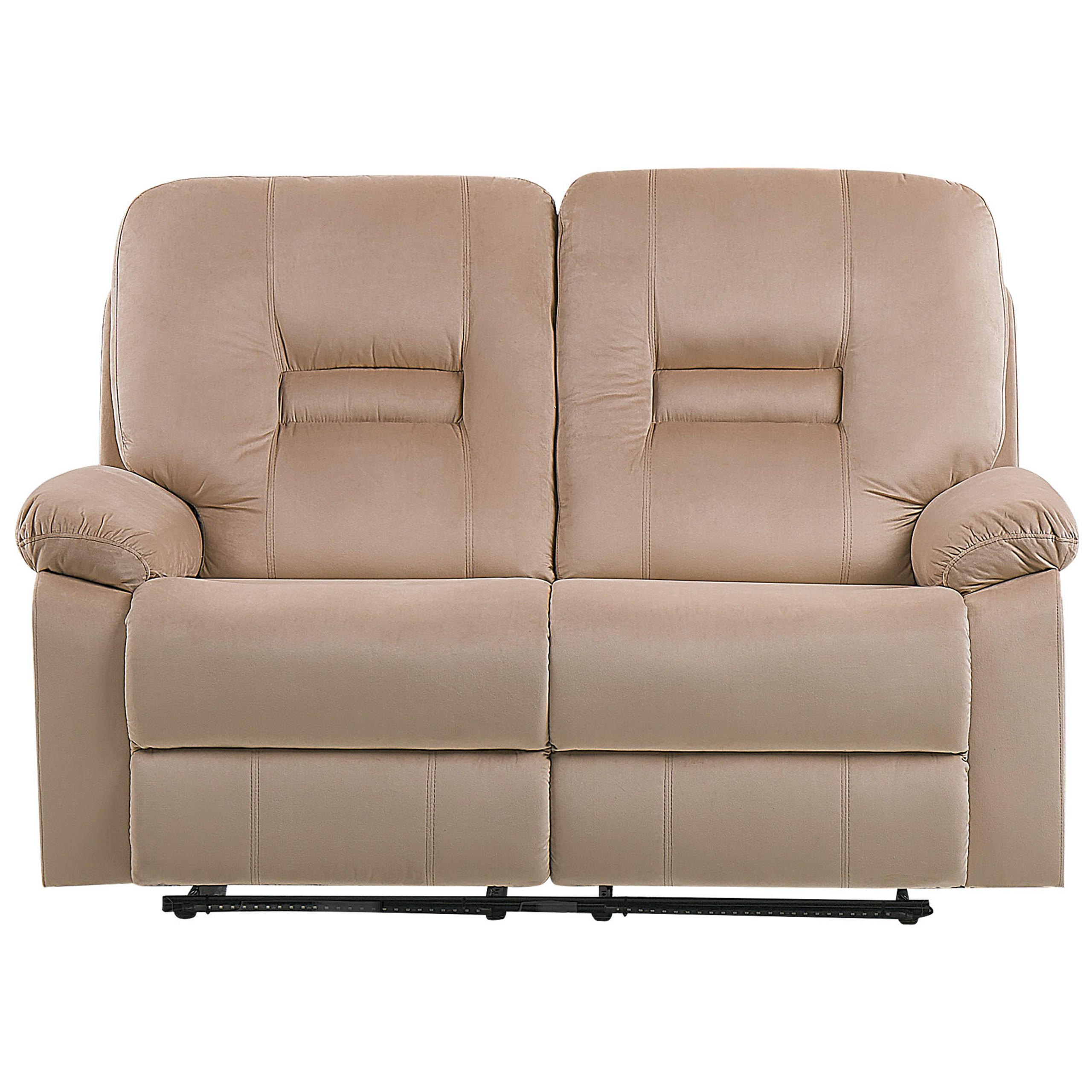 2-SITZER-SOFA mit LED-Beleuchtung Samtstoff Beige Bergen - Beige, Textil (146/101/73cm) - Beliani