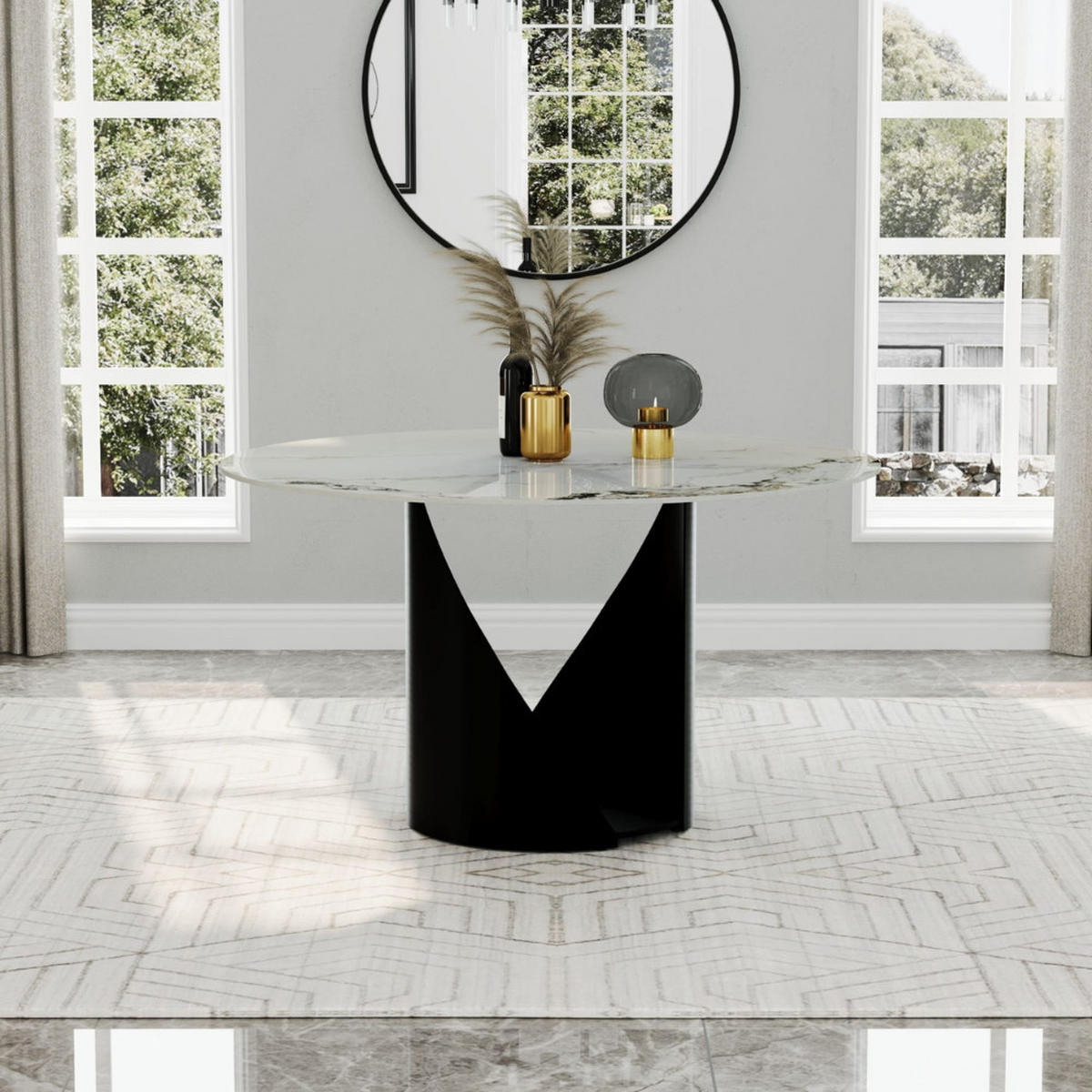 ESSTISCH Verona Weiß edles Marmor Design - Weiß, Keramik (127/127/76cm) - alesvelt