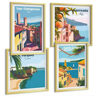 BILDER SET 4er Set - 50x50 cm & 40x60 cm Goldrahmen - Italienische Küstenstädte - Goldfarben, Kunststoff (50/50cm) - TULUP