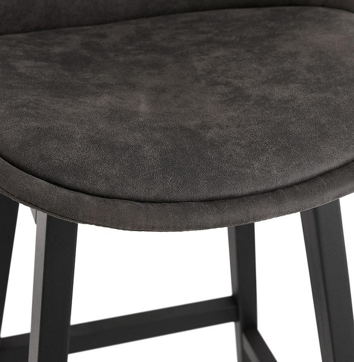 BARHOCKER Mikrofaser Massivholzbeine Sitzhöhe 66cm Skandi-Stil NIXARA MINI, Anthrazit-Schwarz 48x56x103 cm - Anthrazit/Schwarz, Eichenholz/Textil (48/103/56cm) - KADIMA DESIGN