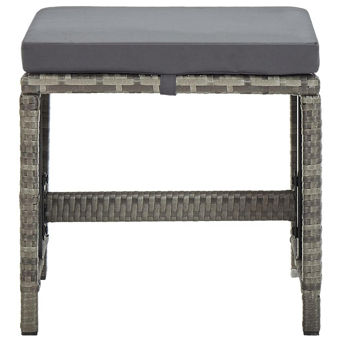 GARTENHOCKER 4 Stk. mit Sitzkissen Poly Rattan Grau - Grau, Kunststoff (40.5/35/40.5cm) - furnicato