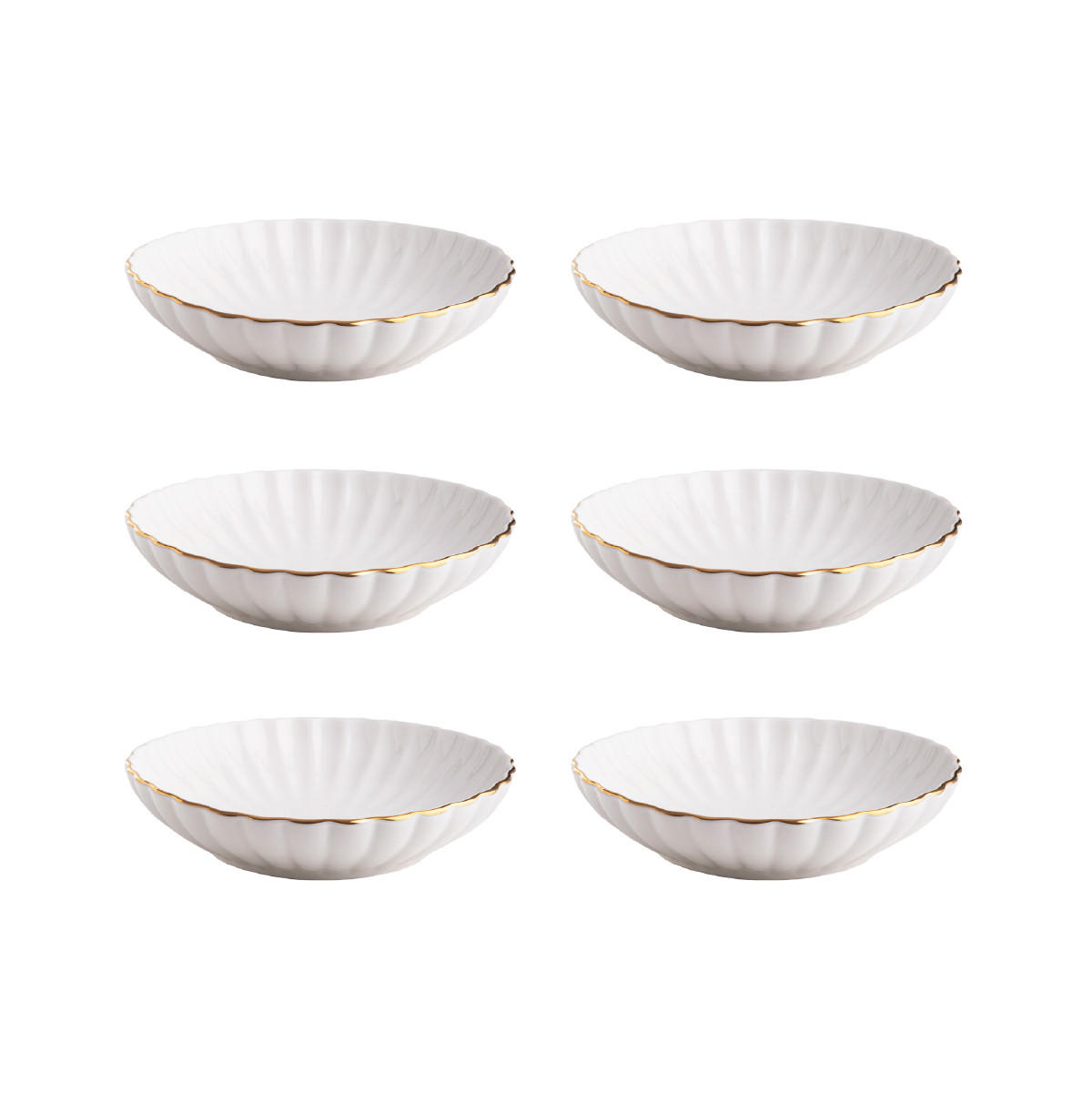 SUPPENTELLER Melida mit Goldrand 20 cm 6er-Set - Rosa, Keramik (20/20/4cm) - Homla