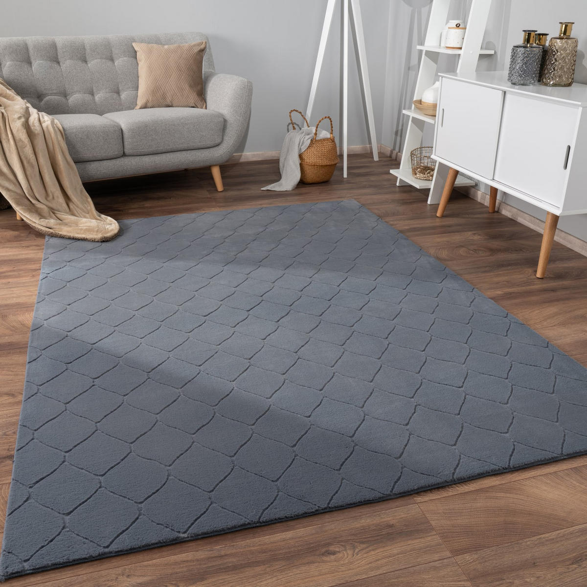 KURZFLORTEPPICH 60/100 cm Lelystad 522 - Anthrazit, Kunststoff (60/100cm) - Paco Home