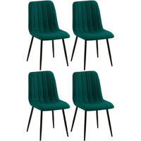 STUHL 4er Set Stoff Dunkelgrün - Dunkelgrün/Schwarz, Textil/Metall (45/88/53cm) - CLP