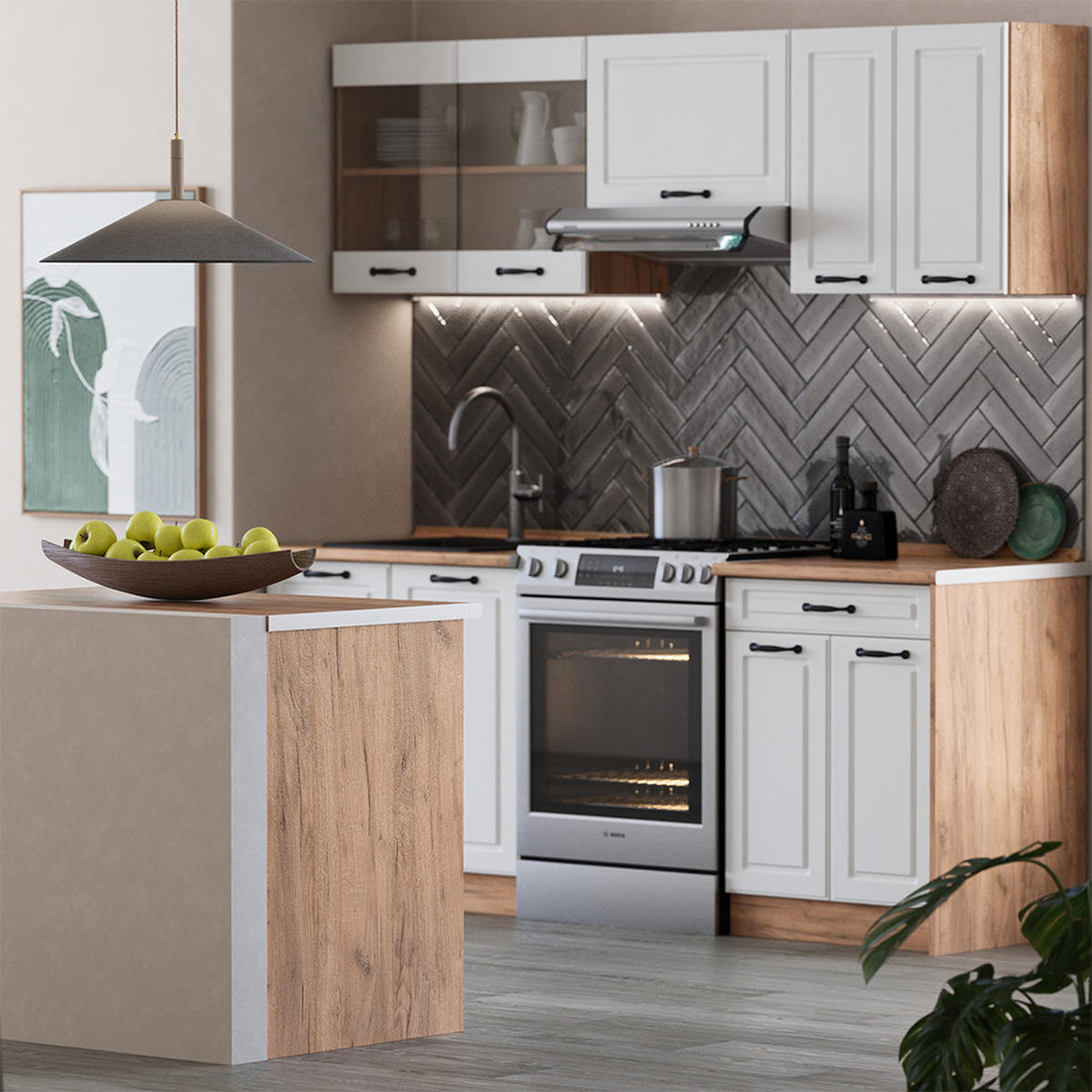 BOČNÍ PANELY PRO SPODNÍ SKŘÍŇKU R-Line Zlatý mocný dub - medově dubová, kompozitní dřevo (57/81.2/1.6cm) - Vicco