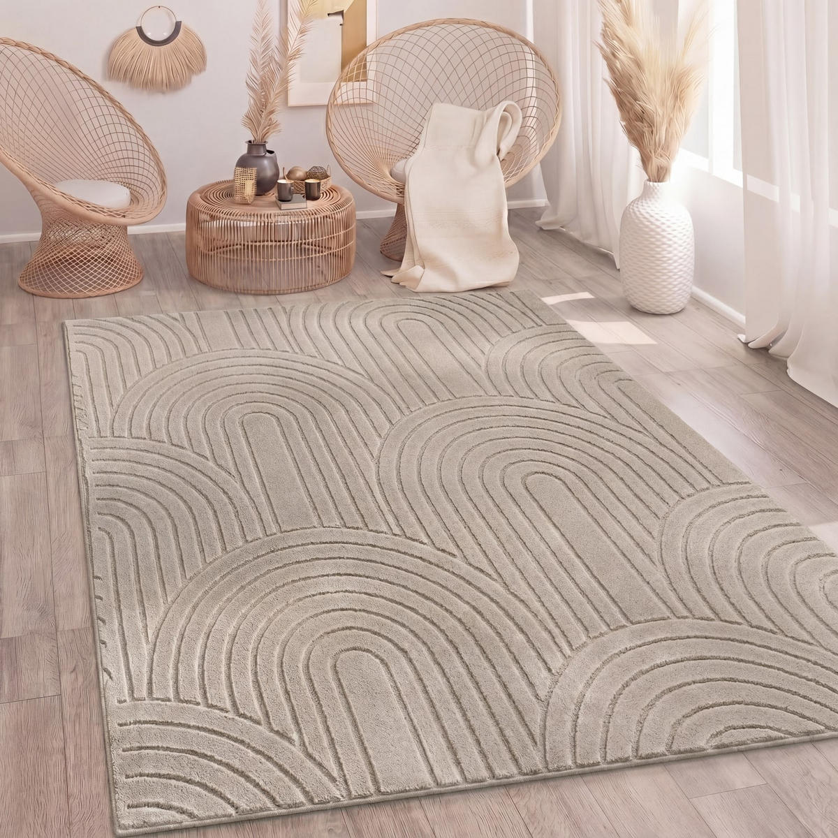 HOCHFLORTEPPICH 160/220 cm Tokio 471 - Beige, Kunststoff (160/220cm) - Paco Home