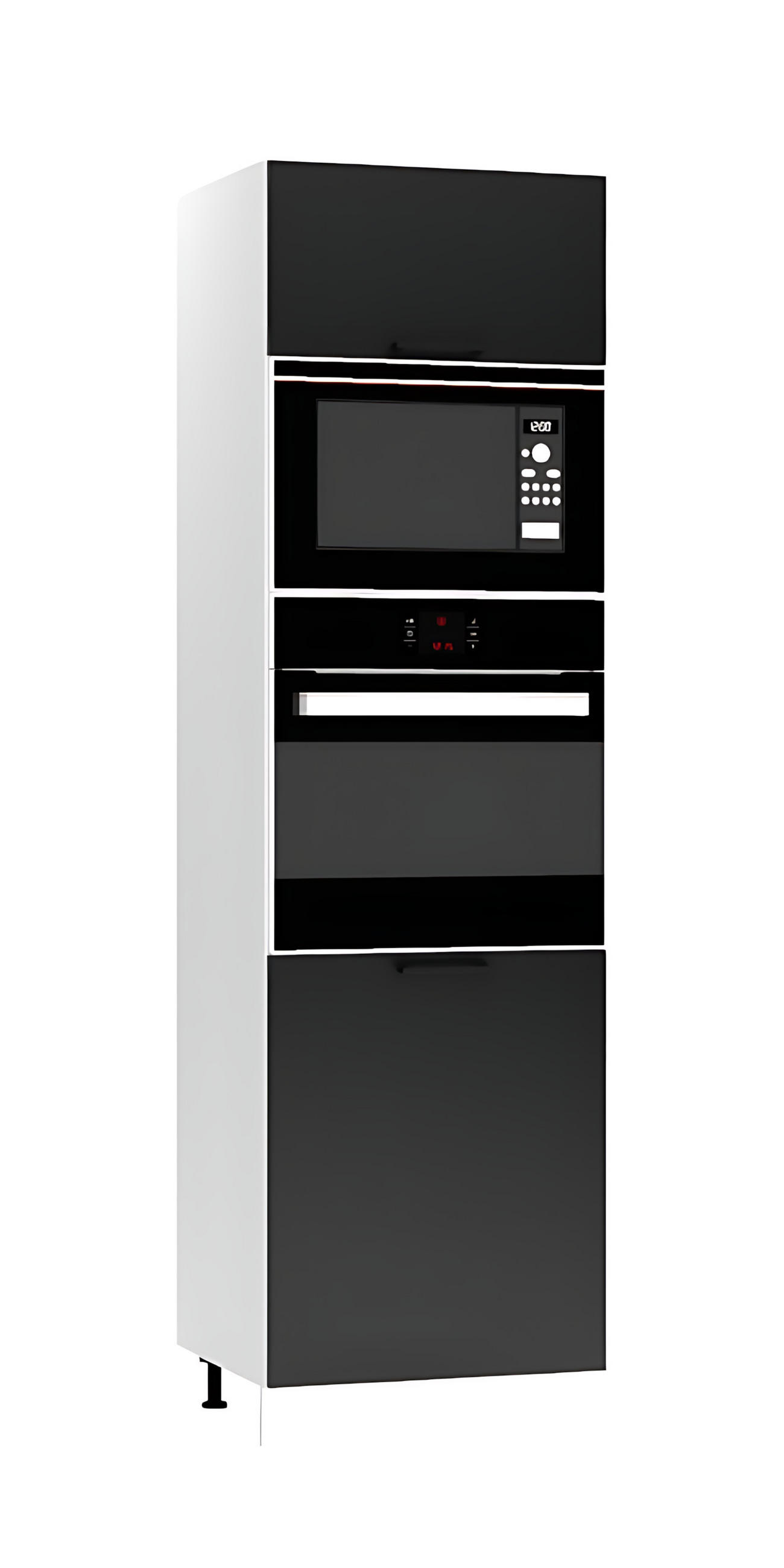 MIKROWELLENUMBAUSCHRANK D60PK MVP/L - Dnoria - Stilvolles Küchenelement - Schwarz, Holz/Metall (60/213.3/56cm) - ROYAL24_MARKT