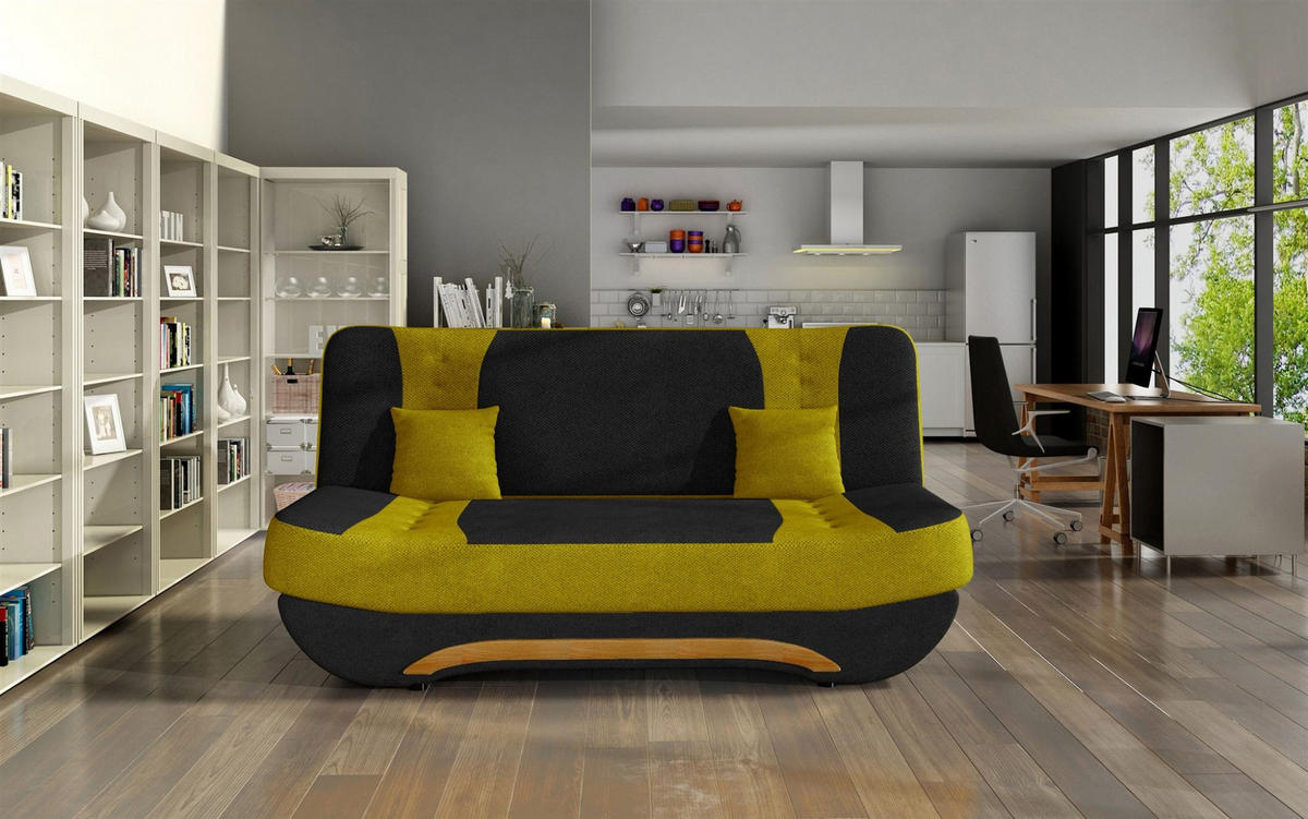 SCHLAFSOFA Kandy - Gelb, Holzwerkstoff/Textil (189/88/90cm) - Fun Möbel