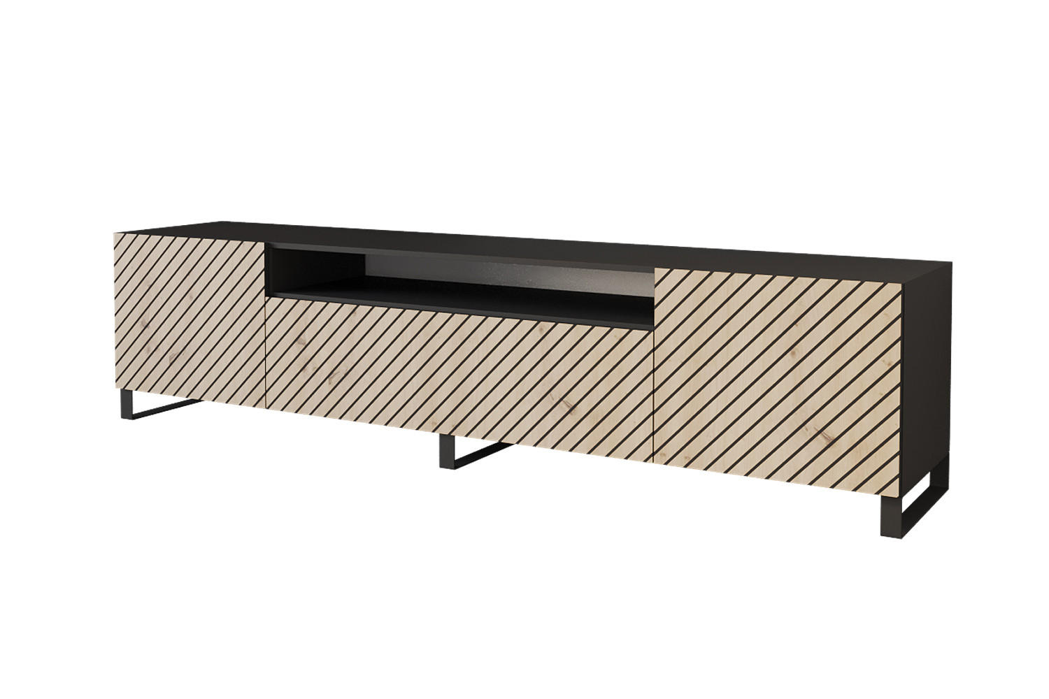 LOWBOARD SENI-S 200x53x41 cm - Schwarz / Artisan - Schwarz, Holzwerkstoff (200/53/41cm) - ALTDECOR