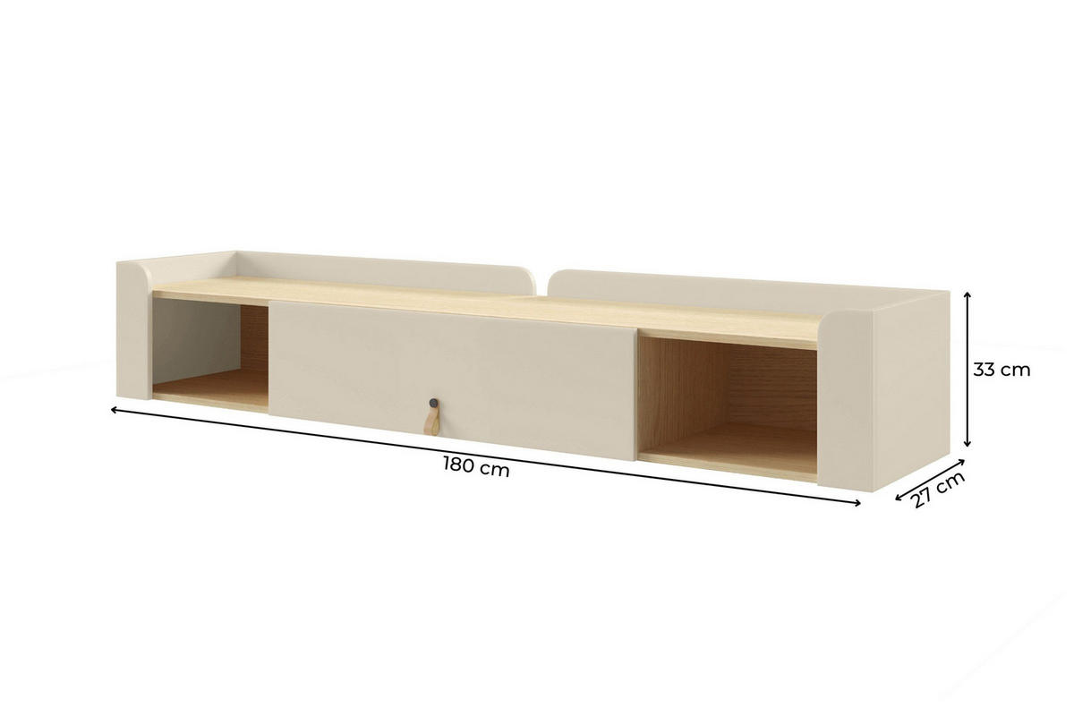 WANDREGAL SOVI 10 180 / 33 / 27 cm in Macadamia / Eiche Mavelie - Eichefarben/Beige, Holzwerkstoff (180/33/27cm) - Deine Möbel 24