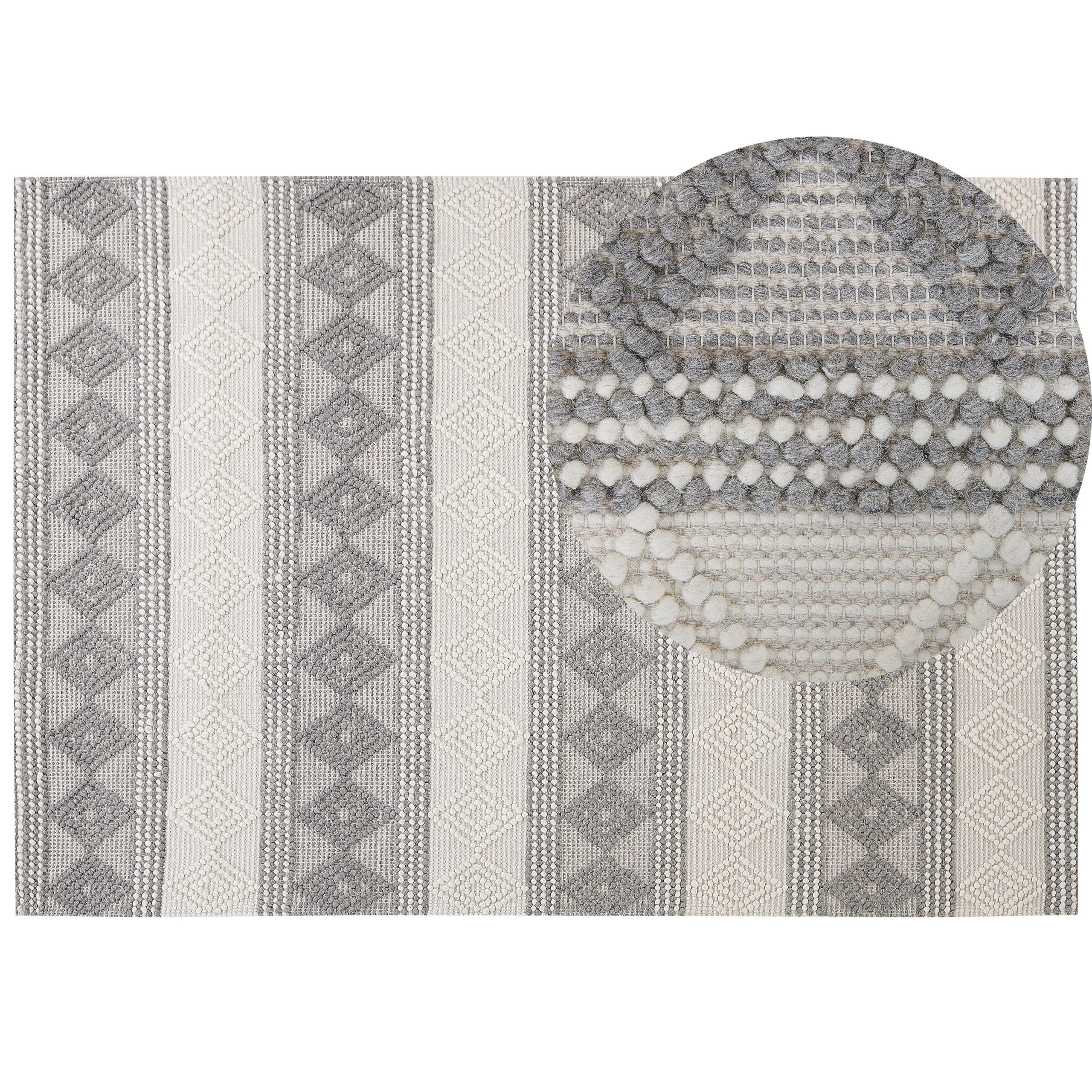KURZFLOR-TEPPICH Bozova 230/160 cm - Beige/Grau, Textil (160/230cm) - Beliani