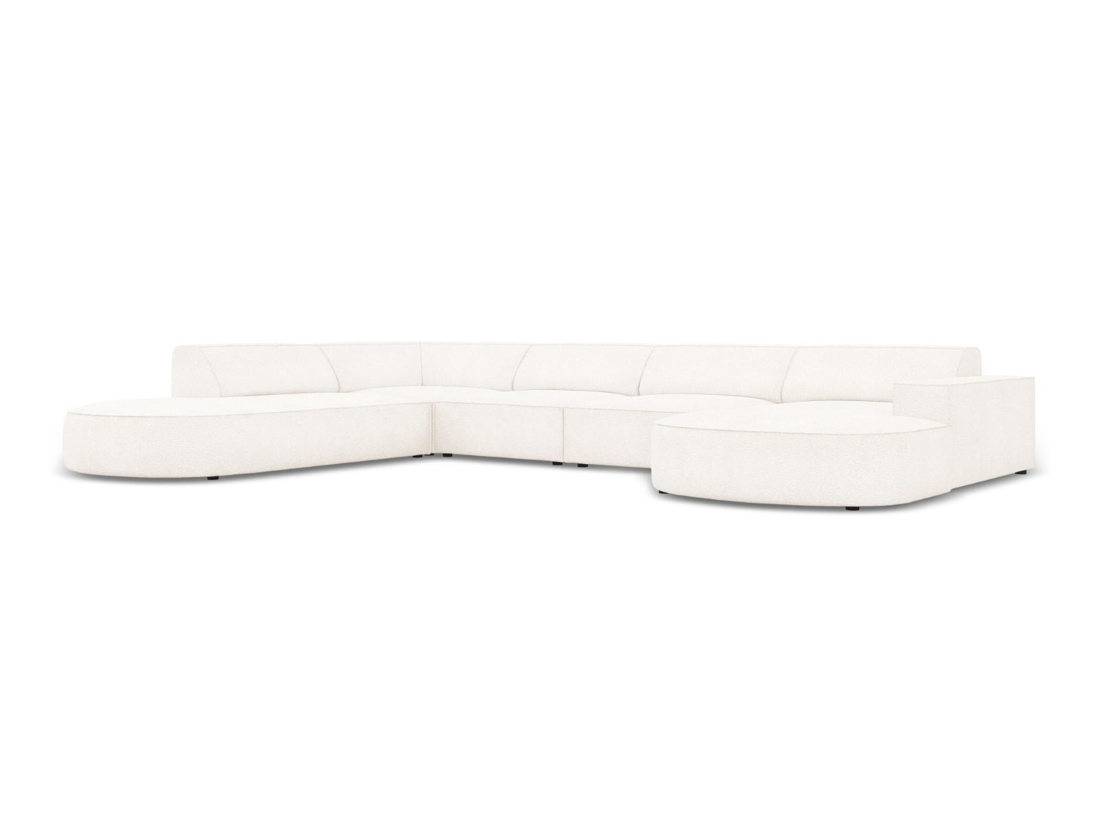 PANORAMASOFA links Jodie aus Boucle beige 7 Sitzplätze - Beige, Textil (262/70/364cm) - Micadoni