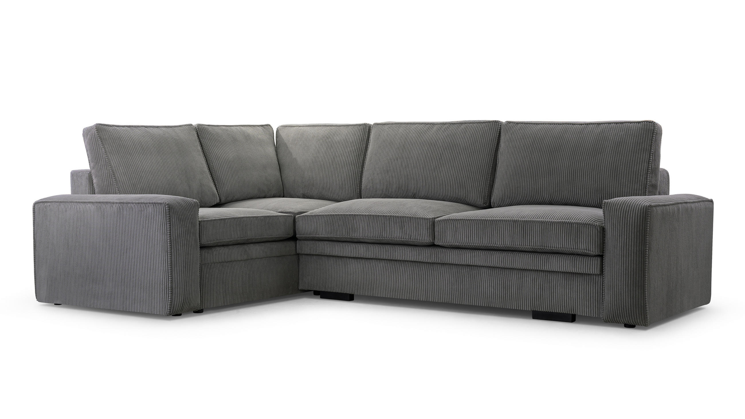 ECKSOFA L Form Treville DunkelGrau 296/196/94 cm – Links, mit Bettkasten und Schlaffunktion - Dunkelgrau/Schwarz, Kunststoff/Textil (196/296cm) - AX Living