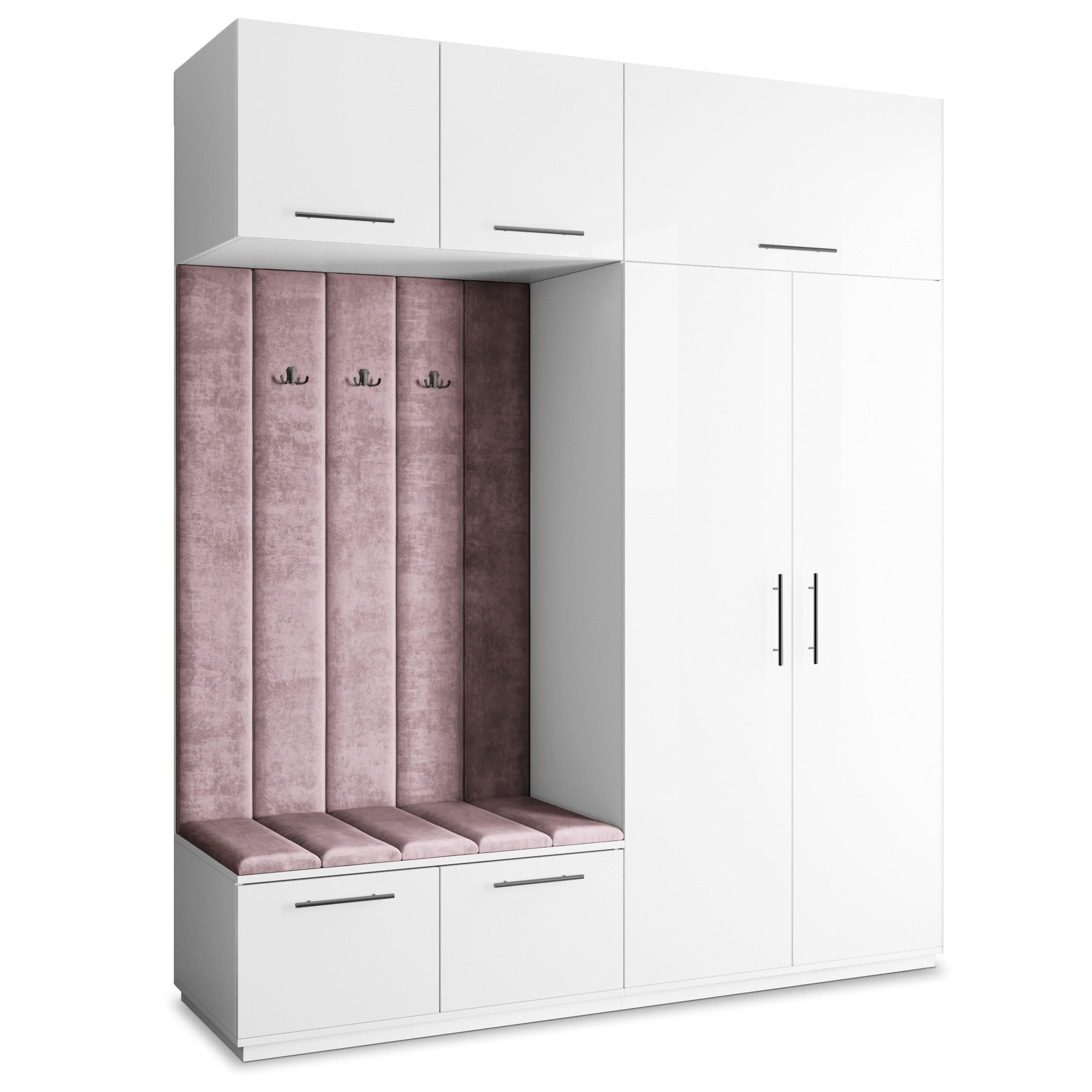 GARDEROBENSCHRANK REMA 200/240/60 cm Modern Garderobe-Set Weiß - Lila/Weiß, Holzwerkstoff (200/240/60cm) - MASSENO