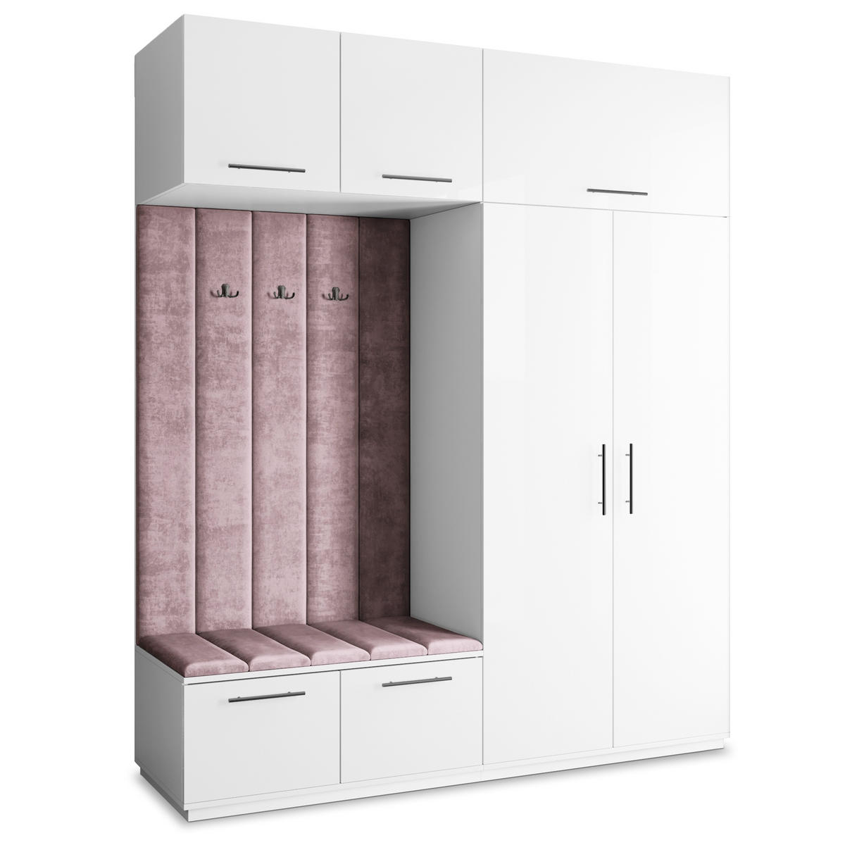 GARDEROBENSCHRANK REMA 200/240/60 cm Modern Garderobe-Set Weiß - Lila/Weiß, Holzwerkstoff (200/240/60cm) - MASSENO