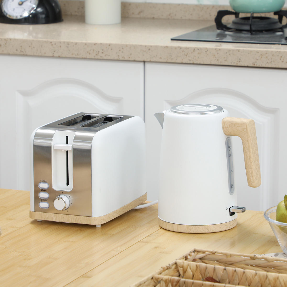 WASSERKOCHER-TOASTER-SET DE-17467 Weiß - Weiß, Metall (15.6/23.9/22.4cm) - ComfortXL
