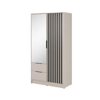 KLEIDERSCHRANK Stilo in Kaschmir, zweitürig, mit Spiegel und Lamellen an der Vorderseite - Kaschmir/Schwarz, Holzwerkstoff/Kunststoff (105/200/51cm) - Ravio