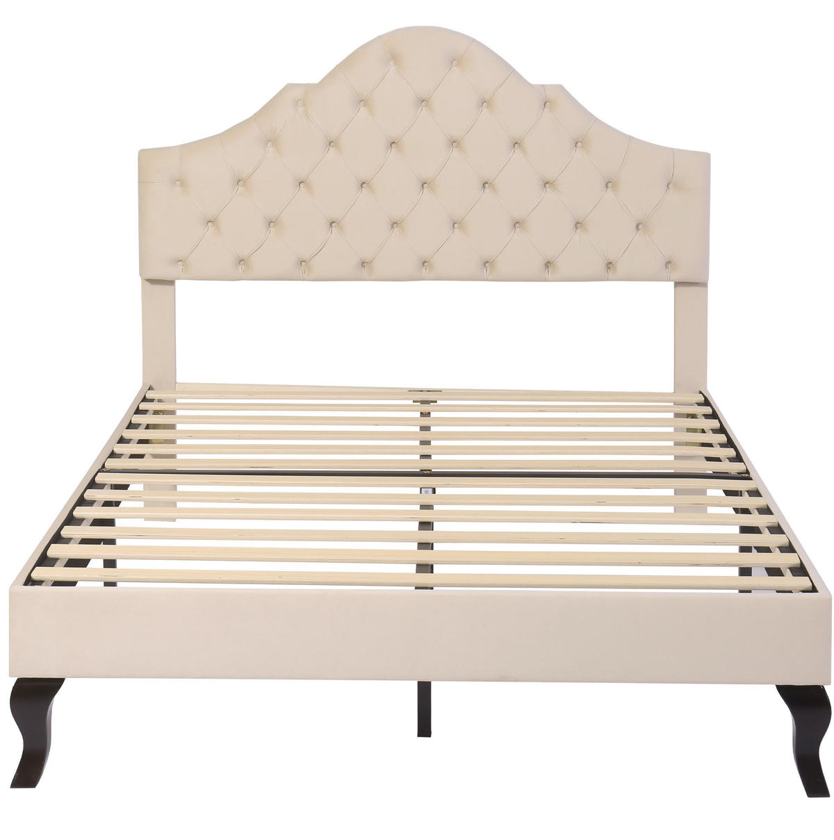 POLSTERBETT mit Lattenrost 140x190 cm Samt Off White - Beige, Holz (140/190cm) - Meubliv