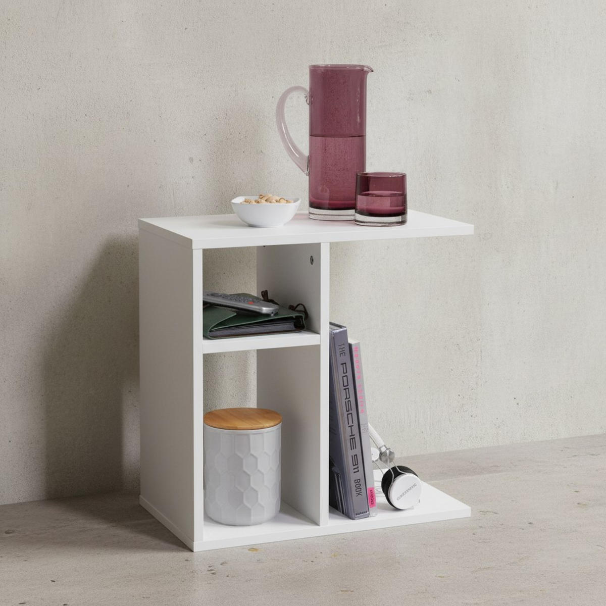 BEISTELLTISCH Holz Ablagefächer Kratzfest Wasserabweisend ITTER, Weiß 50x30x50 cm - Weiß, Holz (30/50/50cm) - KADIMA DESIGN