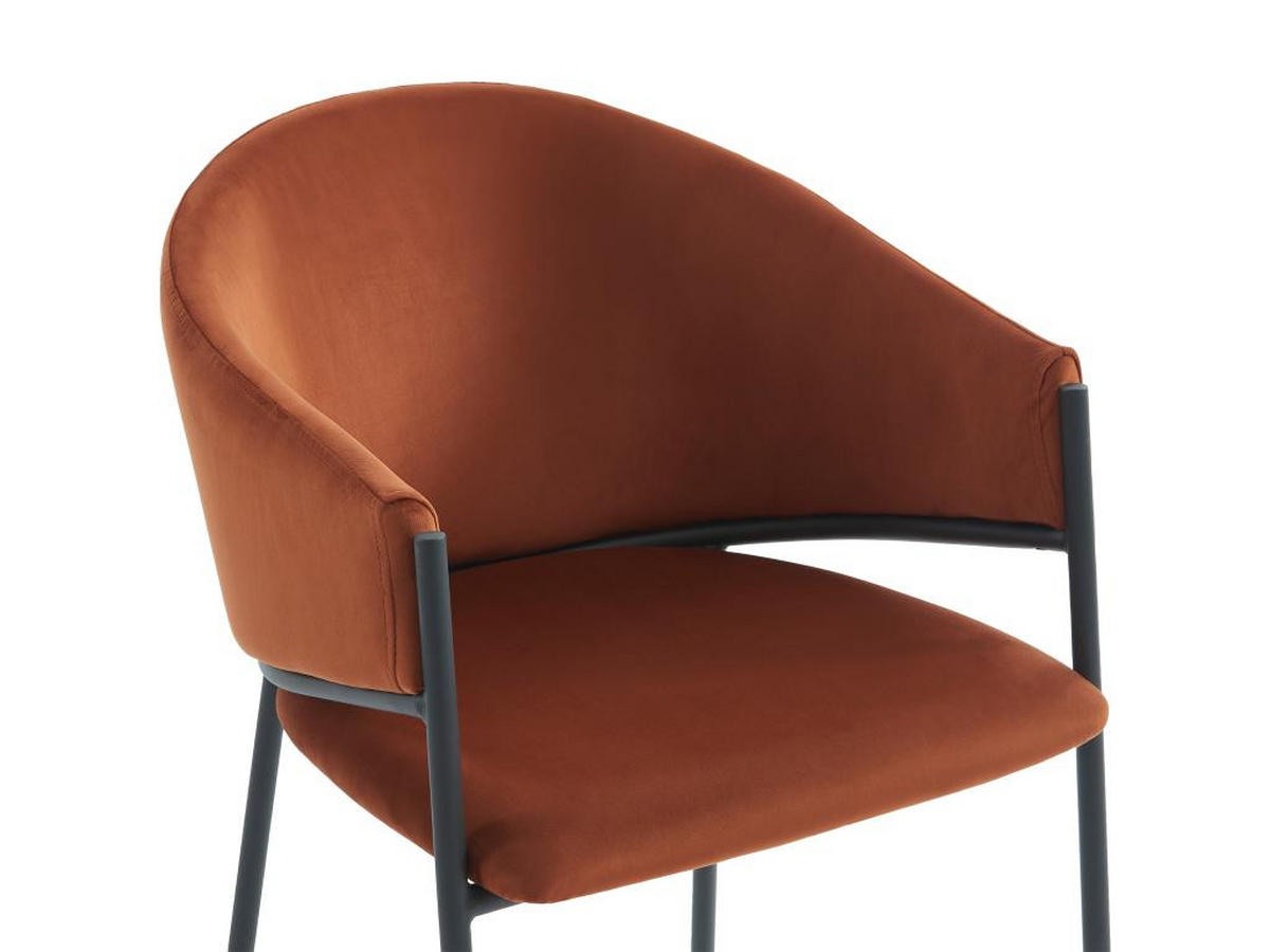 STUHL mit Armlehnen 2er-Set - Samt & schwarzes Metall - Terracotta - ORDIDA - Braun, Textil (61/80/53cm) - Pascal Morabito